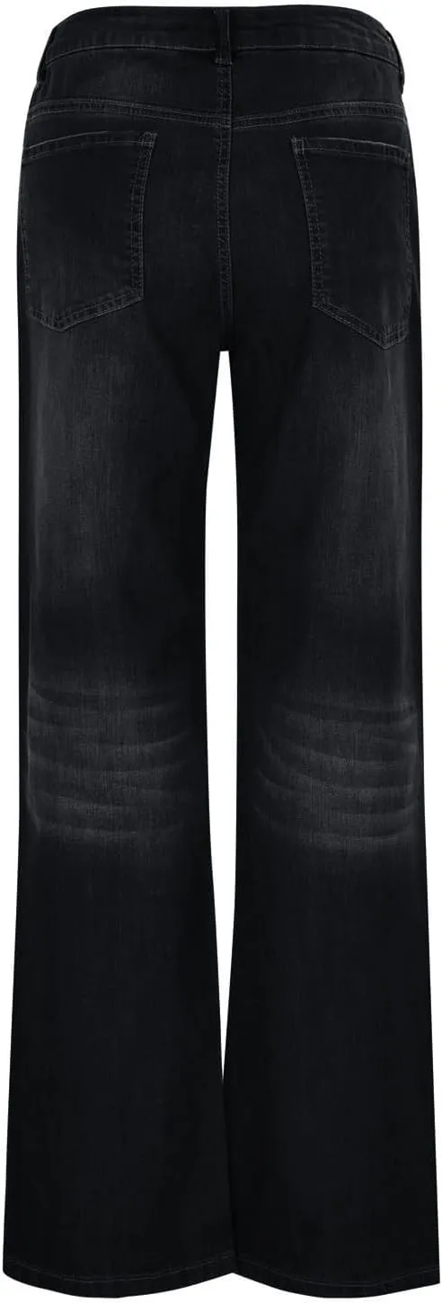 Womens Straight Leg Jeans Button Down Low Rise Ripped Jeans Plus Size Boyfriend Distressed Denim Pants with Pockets