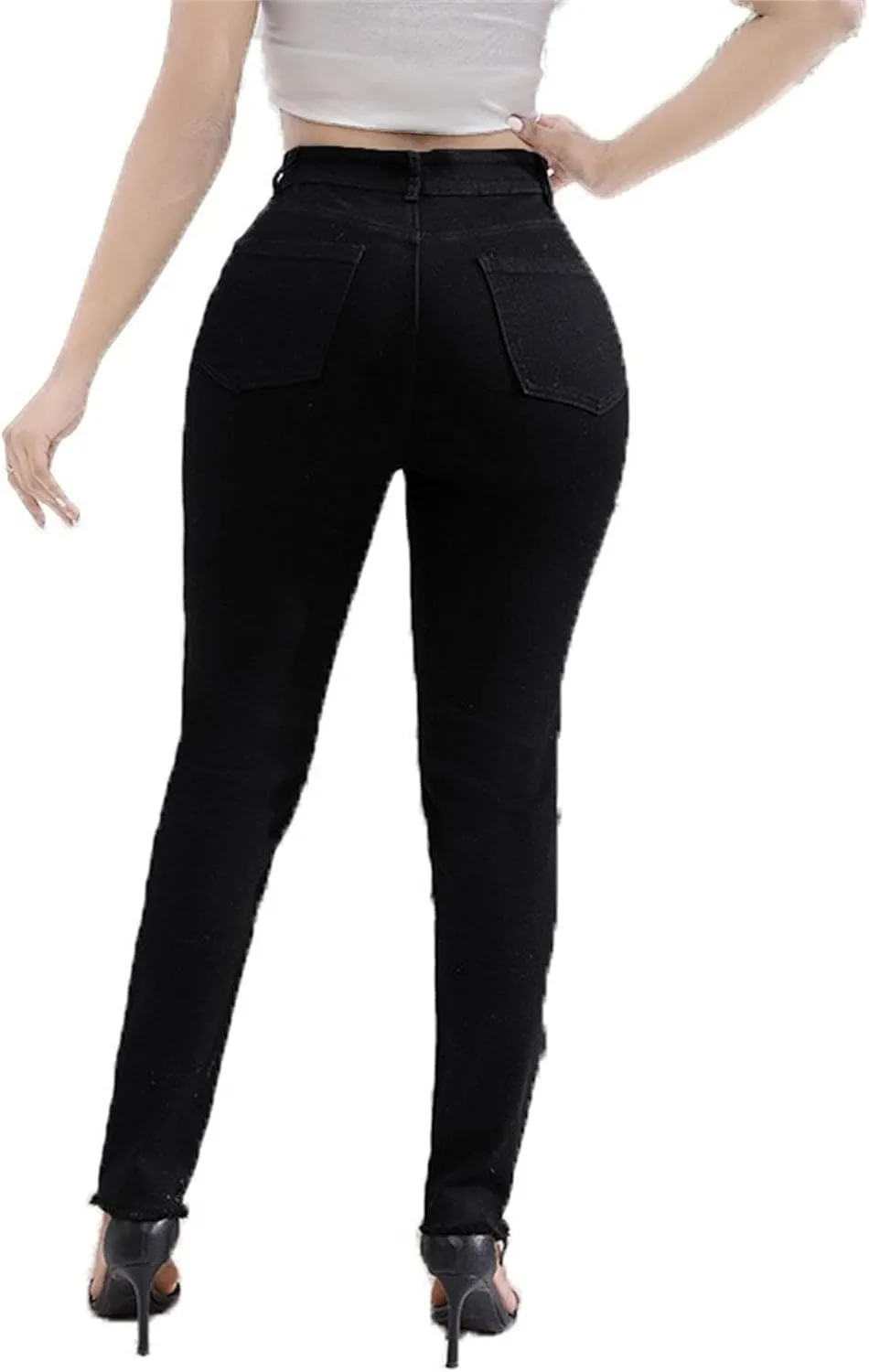 Women's Stretchy Destroyed Stylish Jeans Slim Fit High Waisted Casual Denim Pants Ripped Skinny Outdoor Jeans