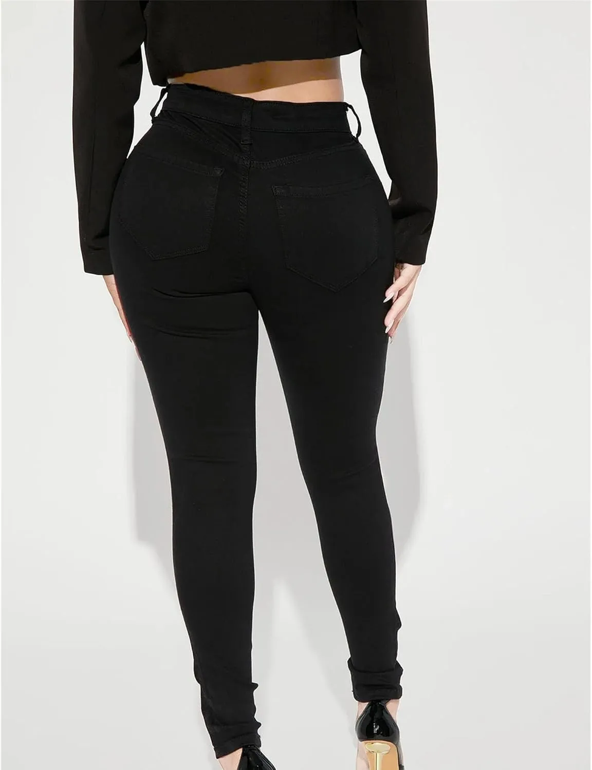 Women's Stretchy Destroyed Stylish Jeans Slim Fit High Waisted Casual Denim Pants Ripped Skinny Outdoor Jeans