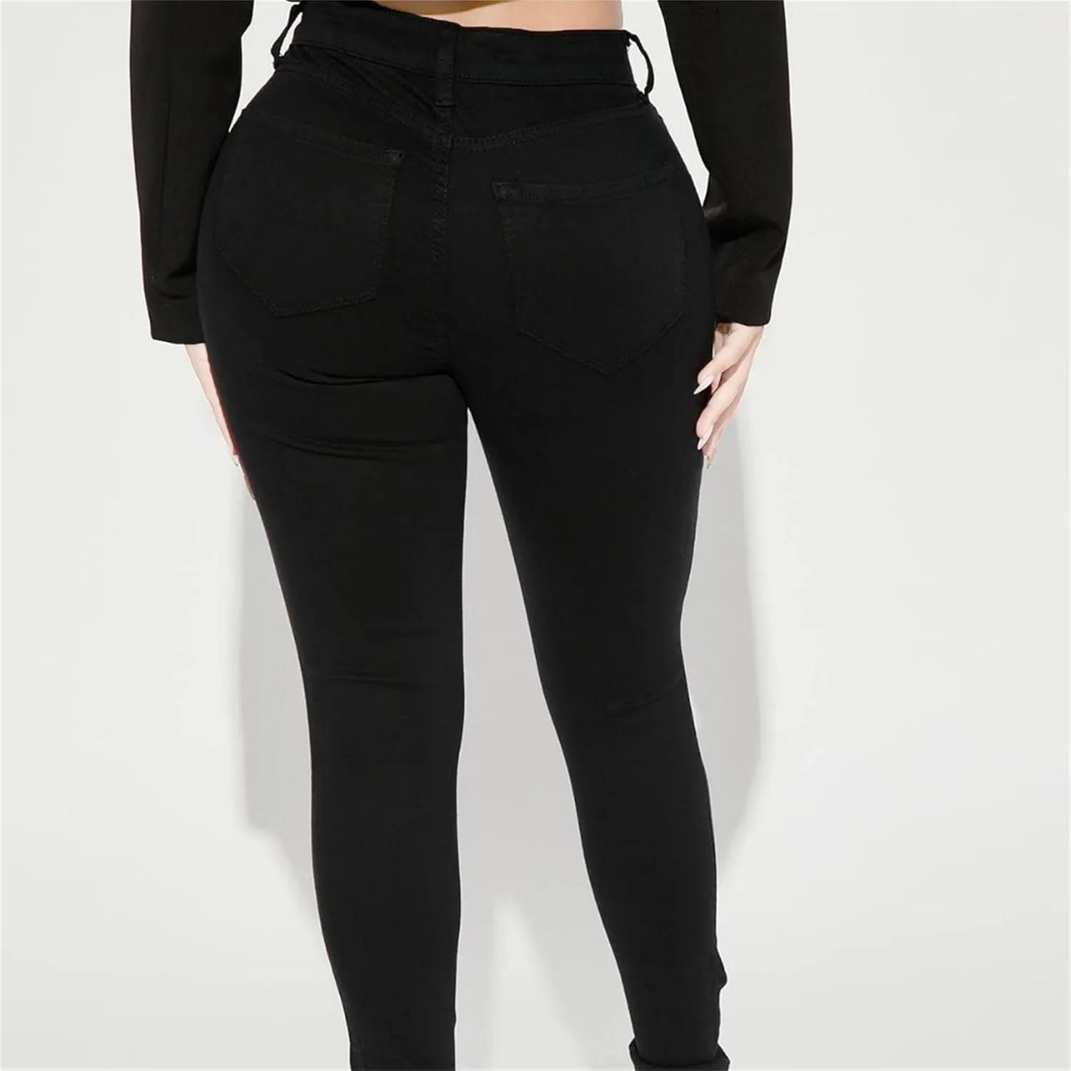 Women's Stretchy Destroyed Stylish Jeans Slim Fit High Waisted Casual Denim Pants Ripped Skinny Outdoor Jeans