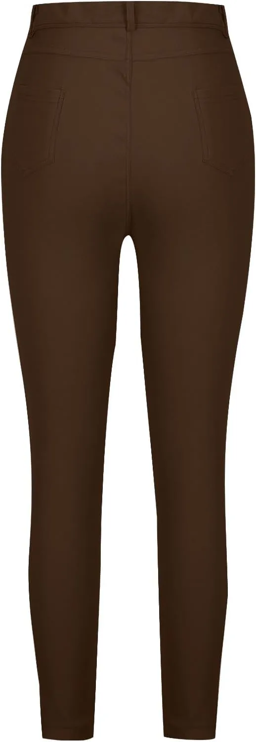 Women's Stretchy Slim Fit Skinny Leg Pull On Jeans with Pockets High Waist Denim Trousers Pants