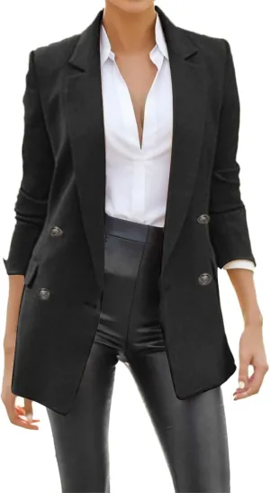 Women's Summer Blazer Button 3/4 Sleeve Pocket Lapel Elegant Trendy Convenient Soft Comfy Fashion Lightweight
