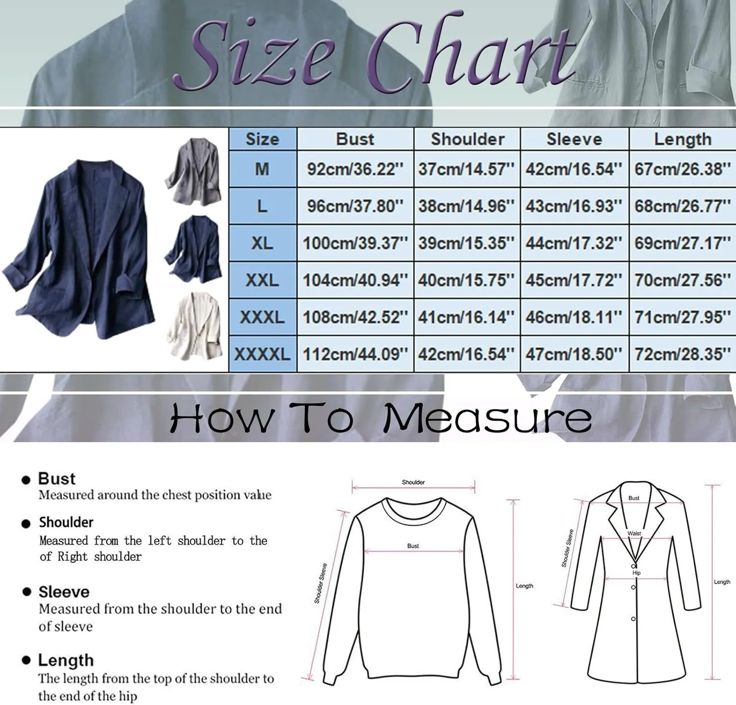 Women's Summer Blazer Button 3/4 Sleeve Pocket Lapel Work Jacket Convenient Comfort Fit Stylish Lightweight