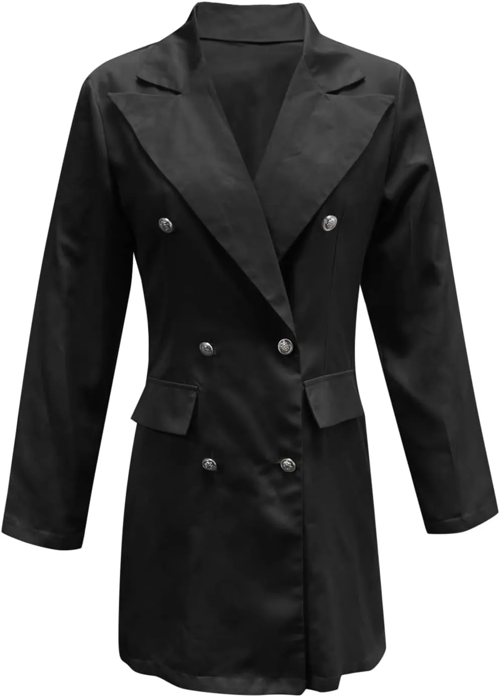 Women's Summer Blazer Button Lapel 3/4 Sleeves Pocketless Mid-Length Business Comfortable Trendy Stylish Lightweight