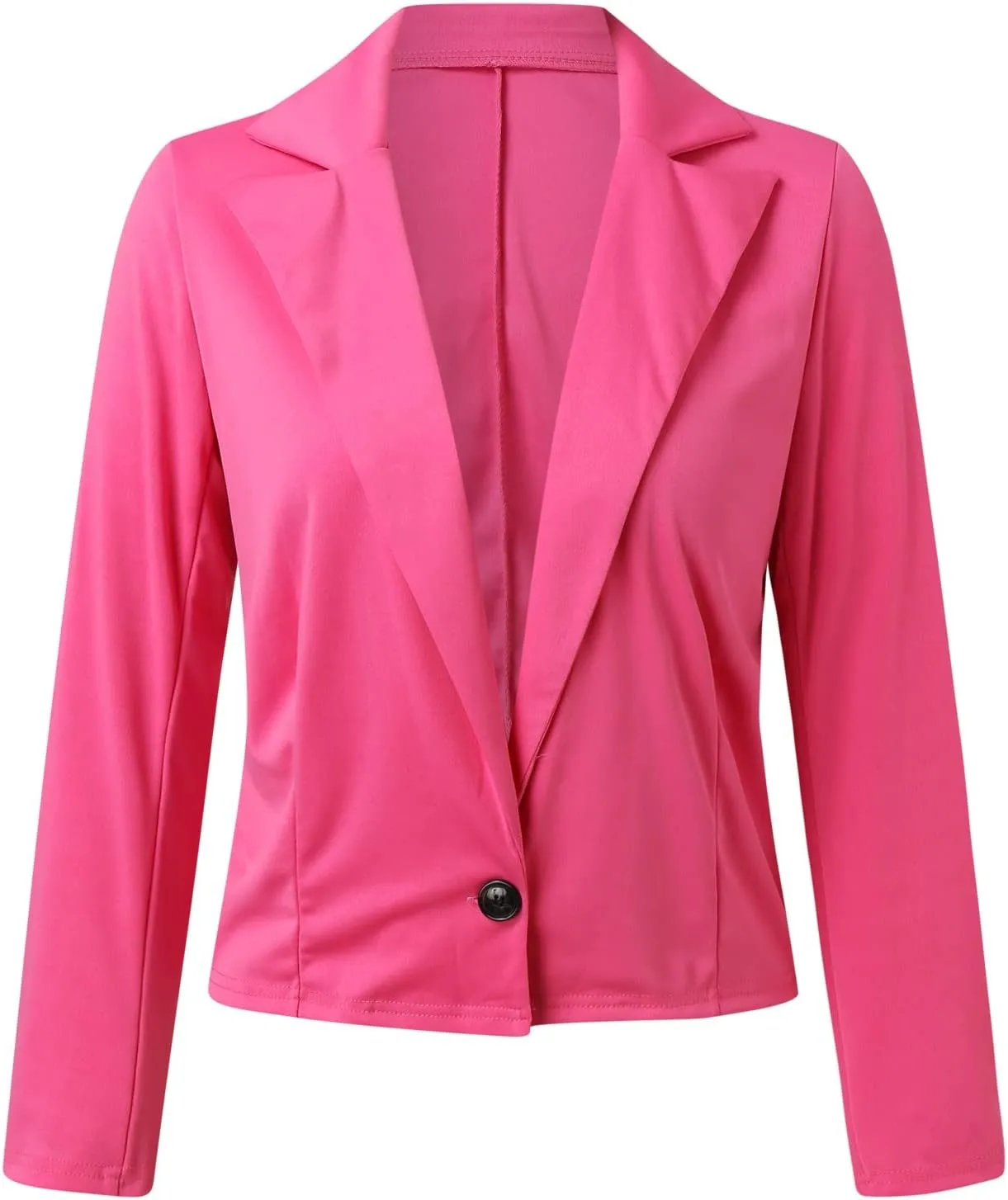 Women's Summer Blazer Button Lapel Long Sleeve Pocket Short Elegant Elegant Temperament Simple Stylish Suit Jackets
