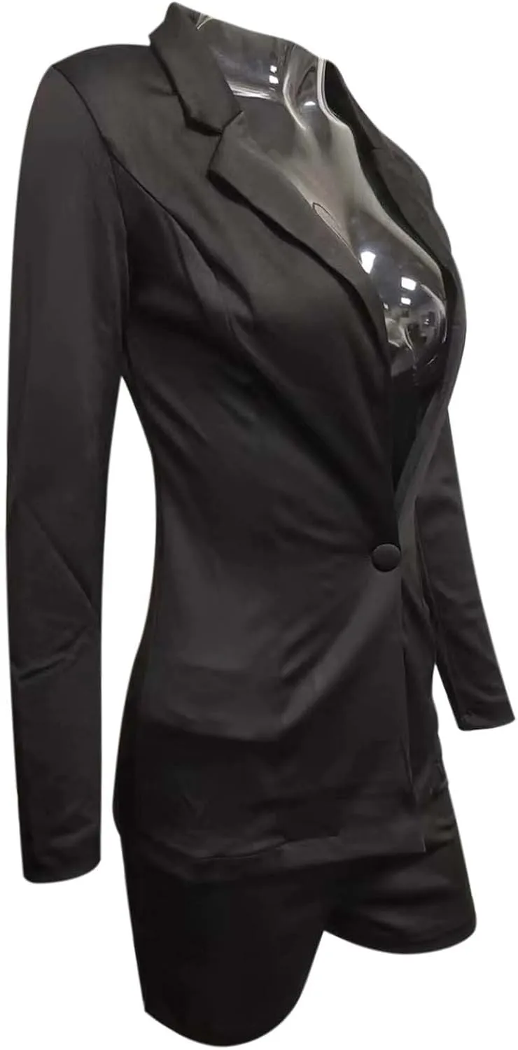 Women's Summer Blazer Button Long Sleeve Lapel Dressy Casual Business Comfortable Solid Color Fashion Suit Jackets