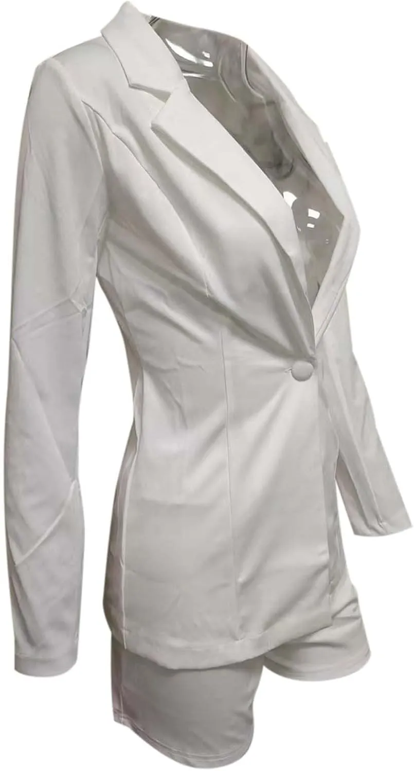 Women's Summer Blazer Button Long Sleeve Lapel Dressy Casual Business Comfortable Solid Color Fashion Suit Jackets
