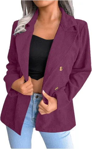 Women's Summer Blazer Button Long Sleeve Lapel Dressy Casual Business Comfortable Solid Color Stylish Lightweight