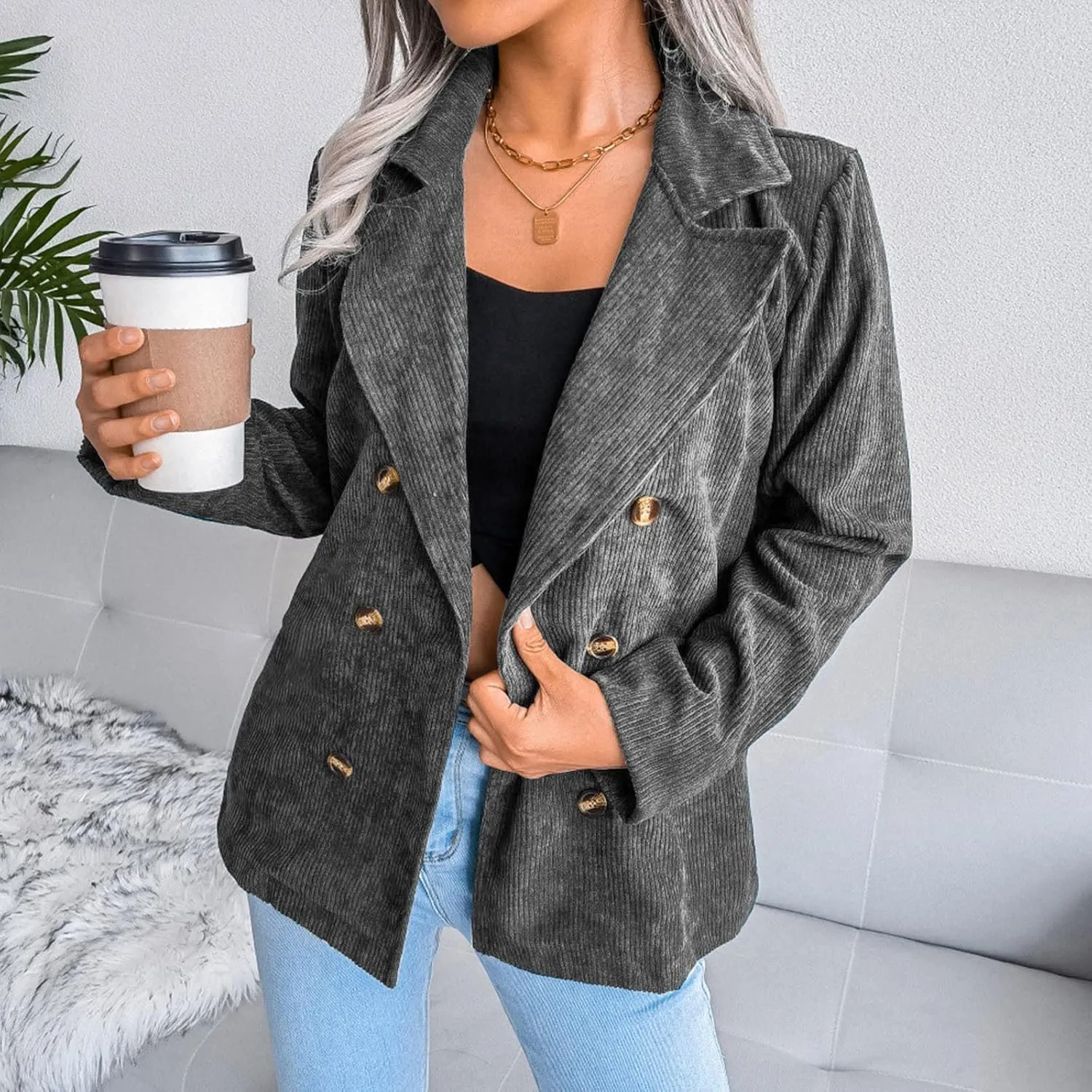 Women's Summer Blazer Button Long Sleeve Lapel Dressy Elegant Trendy Convenient Comfort Fit Fashion Suit Jackets