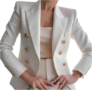 Women's Summer Blazer Button Long Sleeve Pocket Lapel Casual Business Convenient Soft Comfy Fashion Suit Jackets