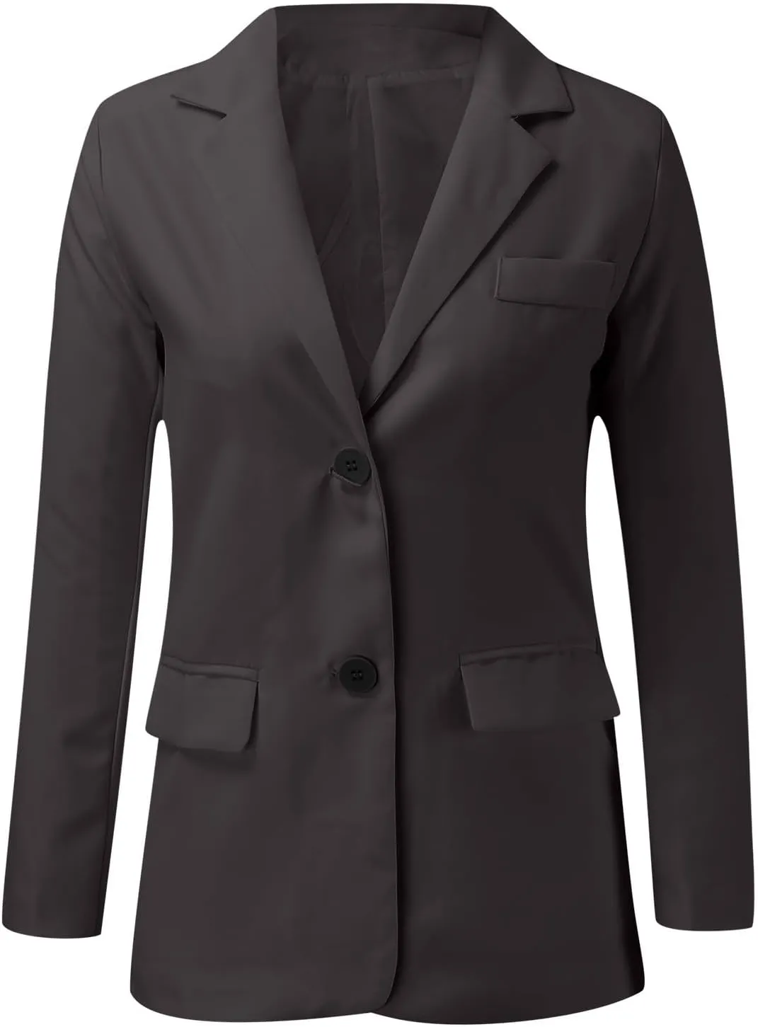 Women's Summer Blazer Button Long Sleeve Pocket Lapel Casual Business Convenient Solid Color Fashion Lightweight