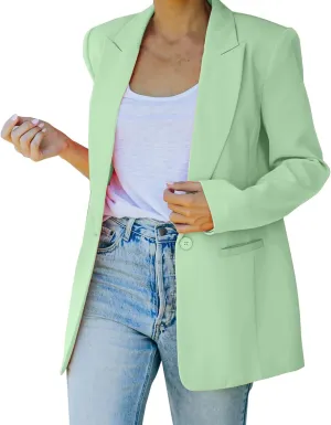 Women's Summer Blazer Button Long Sleeve Pocket Lapel Casual Business Elegant Comfort Fit Fashion Suit Jackets