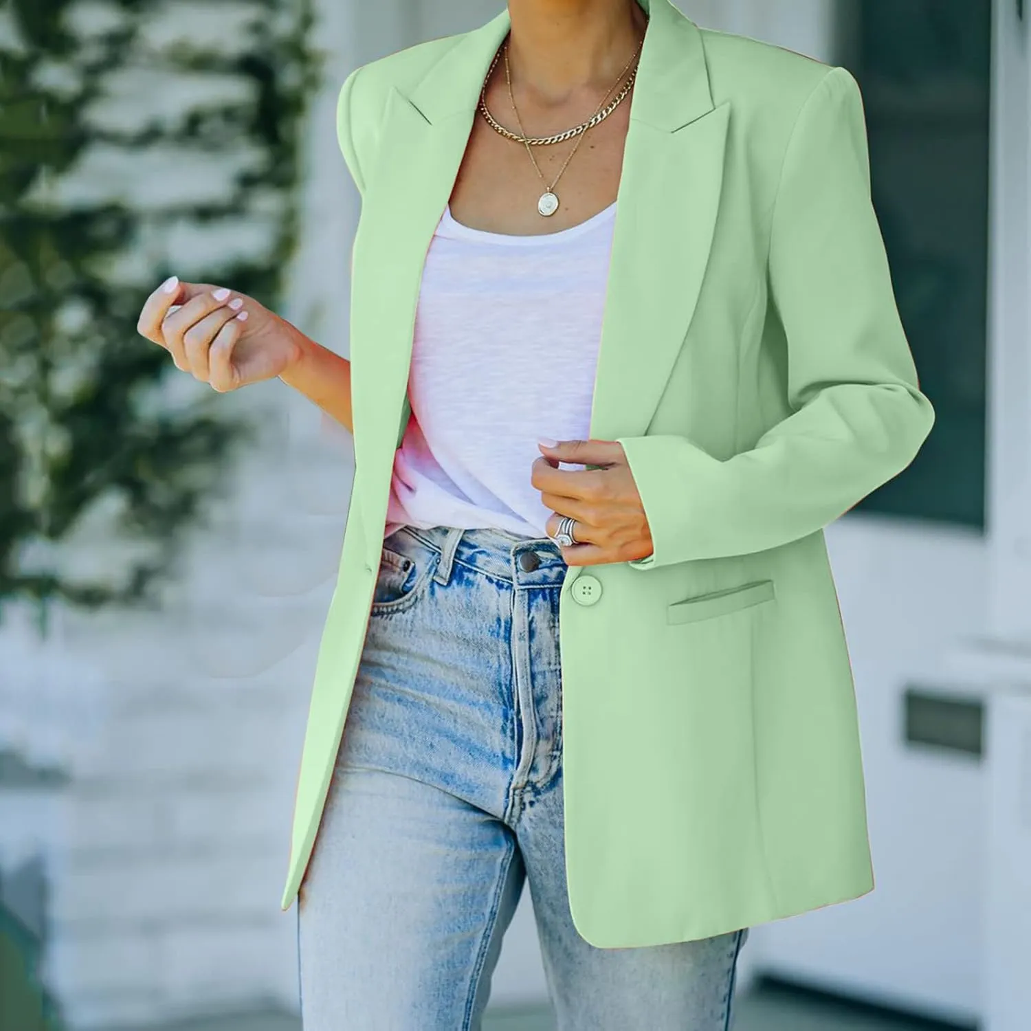 Women's Summer Blazer Button Long Sleeve Pocket Lapel Casual Business Elegant Comfort Fit Fashion Suit Jackets
