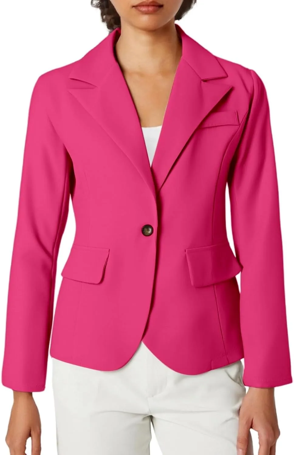 Women's Summer Blazer Button Long Sleeve Pocket Lapel Elegant Trendy Comfortable Soft Comfy Fashion Suit Jackets