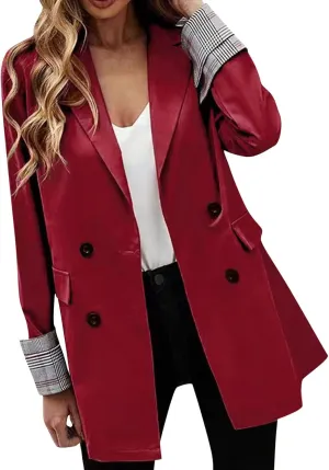 Women's Summer Blazer Button Long Sleeve Pocket Lapel Elegant Trendy Convenient Solid Color Stylish Suit Jackets