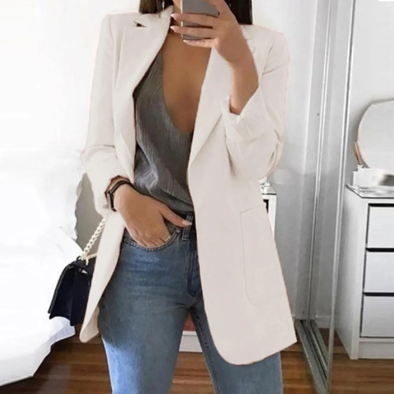 Women's Summer Blazer Lapel Sleeveless Pocket Dressy Casual Business Convenient Comfort Fit Stylish Work Suit