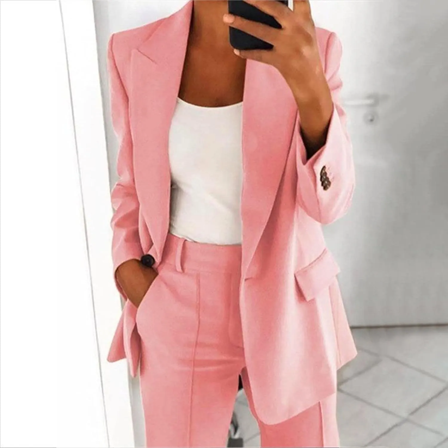 Women's Summer Blazer Lapel Sleeveless Pocket Dressy Casual Business Outdoor Soft Comfy Fashion Suit Jackets