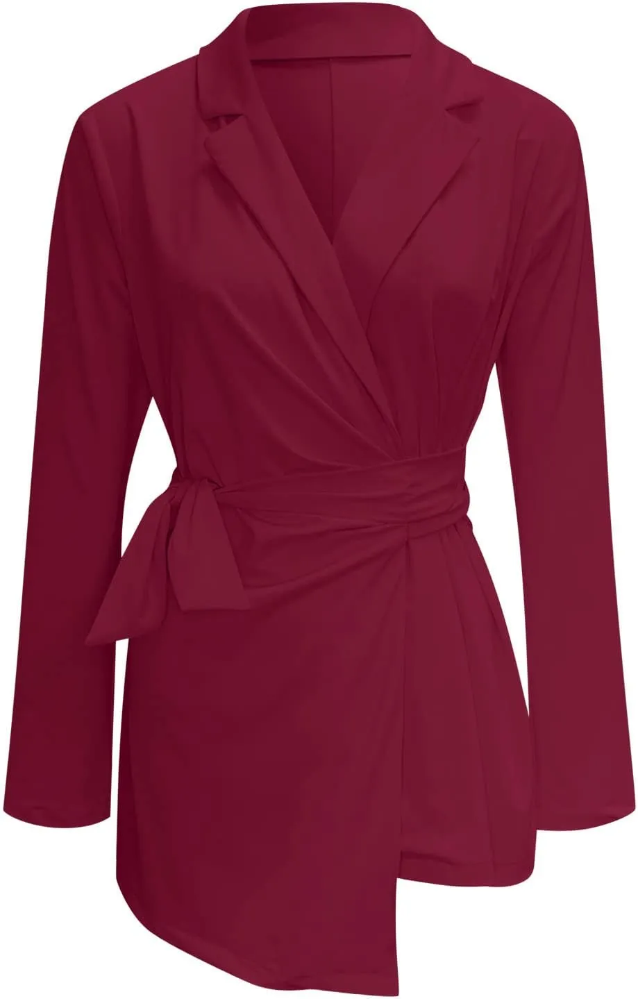 Women's Summer Blazer Long Sleeve Lapel Tighten Waist Mid-Length Style Work Jacket Outdoor Simple Dressy Lightweight