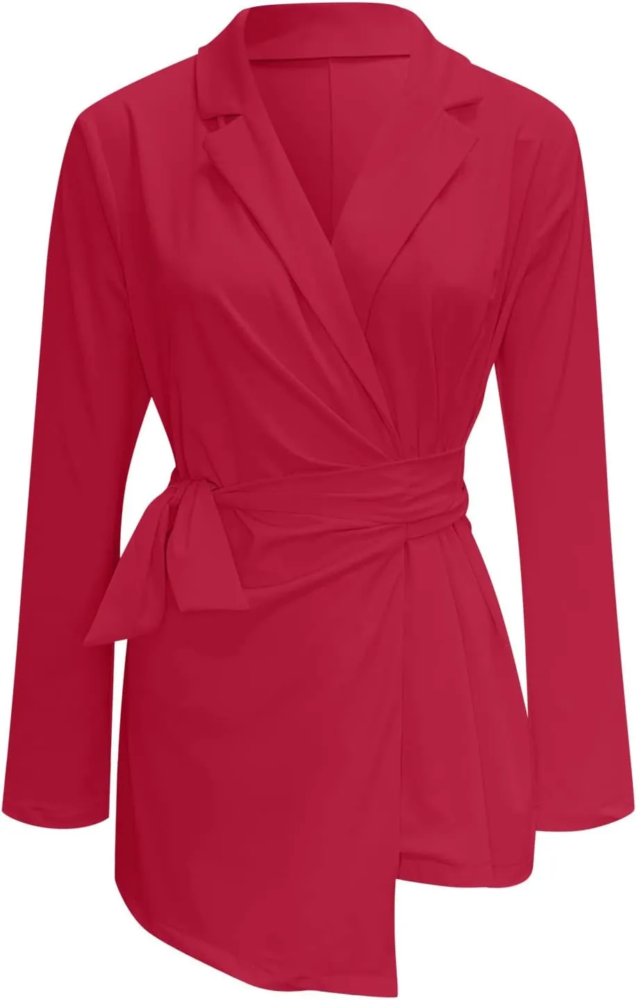 Women's Summer Blazer Long Sleeve Lapel Tighten Waist Mid-Length Style Work Jacket Outdoor Simple Dressy Lightweight