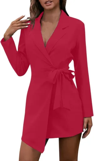 Women's Summer Blazer Long Sleeve Lapel Tighten Waist Mid-Length Style Work Jacket Outdoor Simple Dressy Lightweight