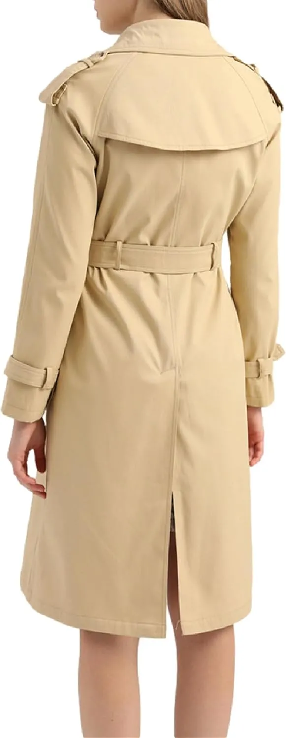 Women's Trench Coats Double Breasted Overcoat Belted Outerwear Jacket