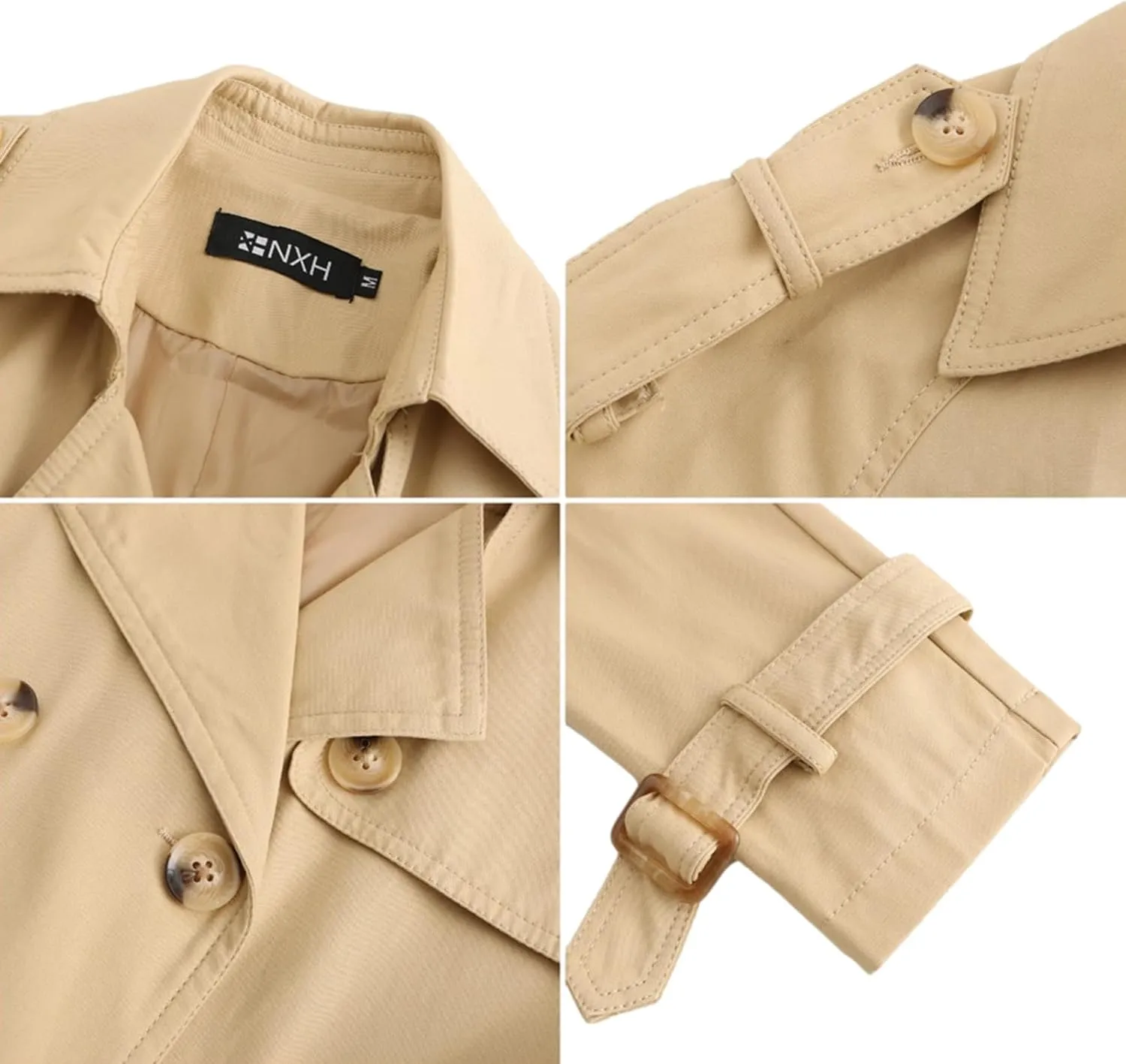 Women's Trench Coats Double Breasted Overcoat Belted Outerwear Jacket