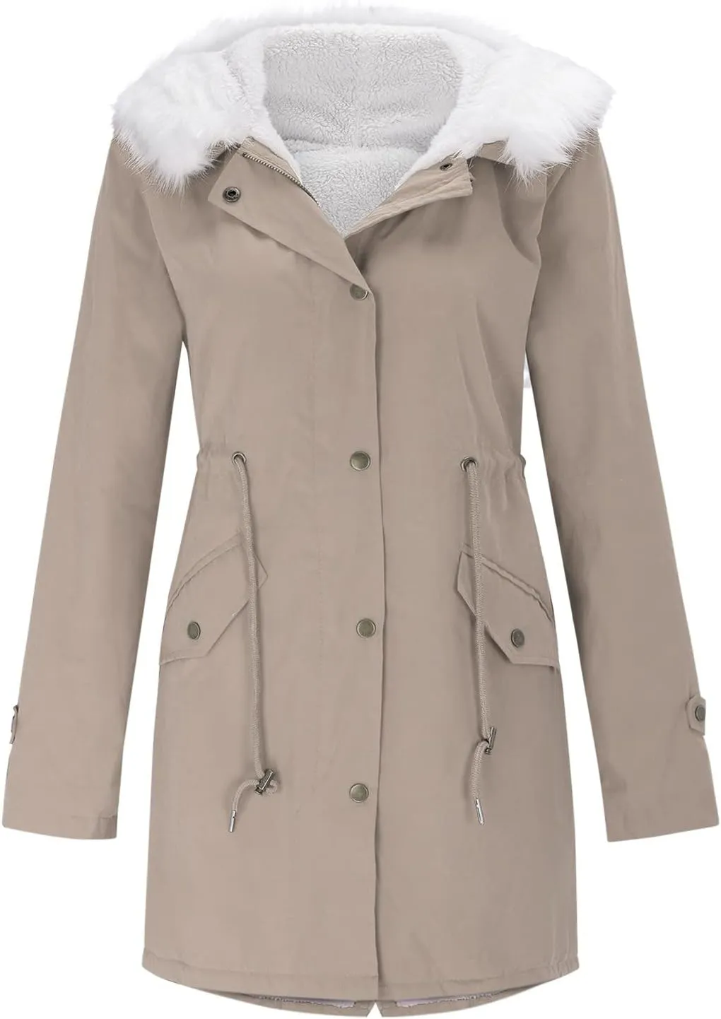 Women's Warm Winter Coat Snow Ski Jacket Fleece Lined Military Jacket Women Faux Fur Hooded Coat Puffer down Jackets