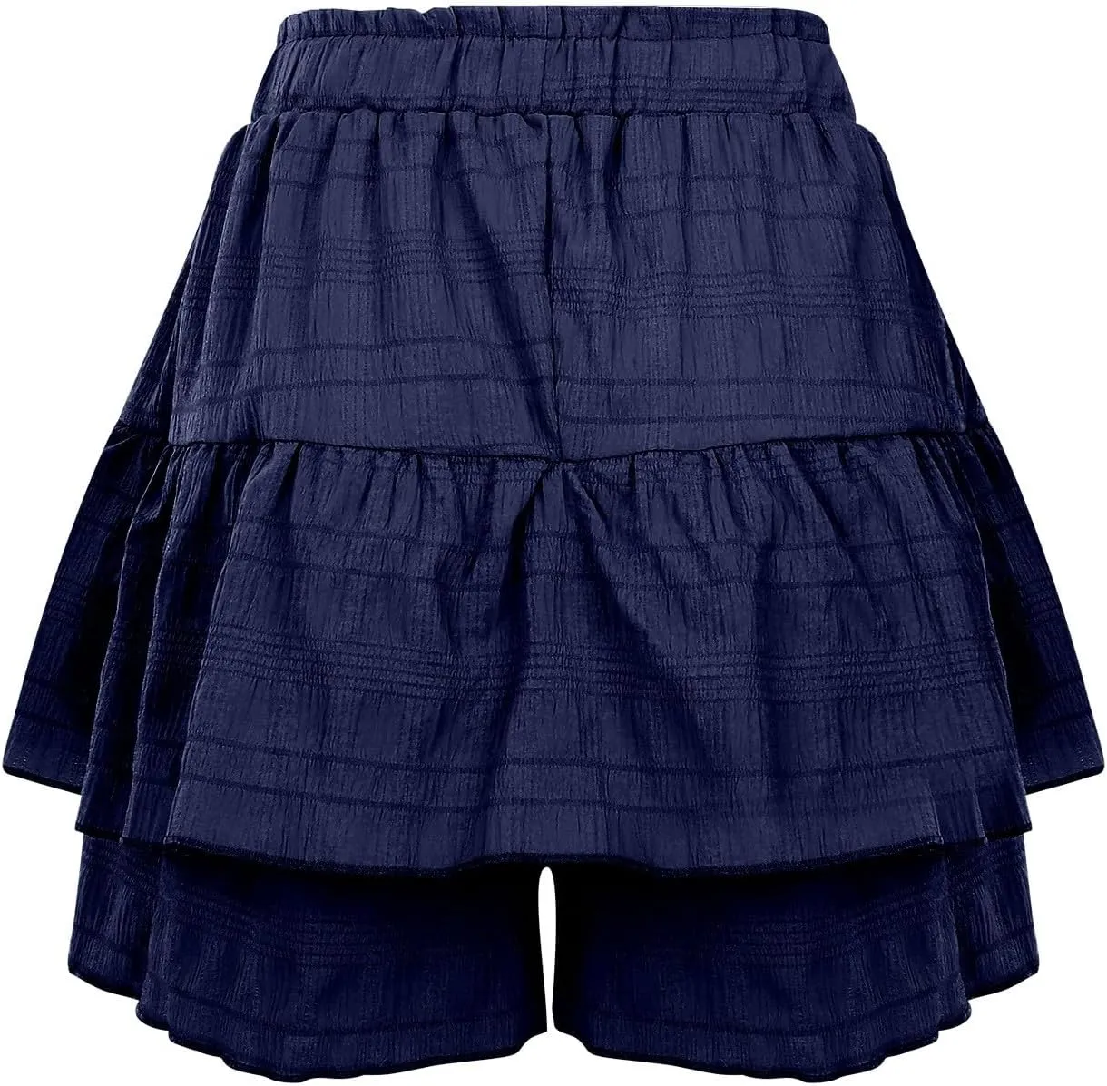 Womens Wide Leg Shorts Elastic High Waisted Pleated Ruffle Mini Skirts Adjustable Drawstring Flowy Shorts Skorts