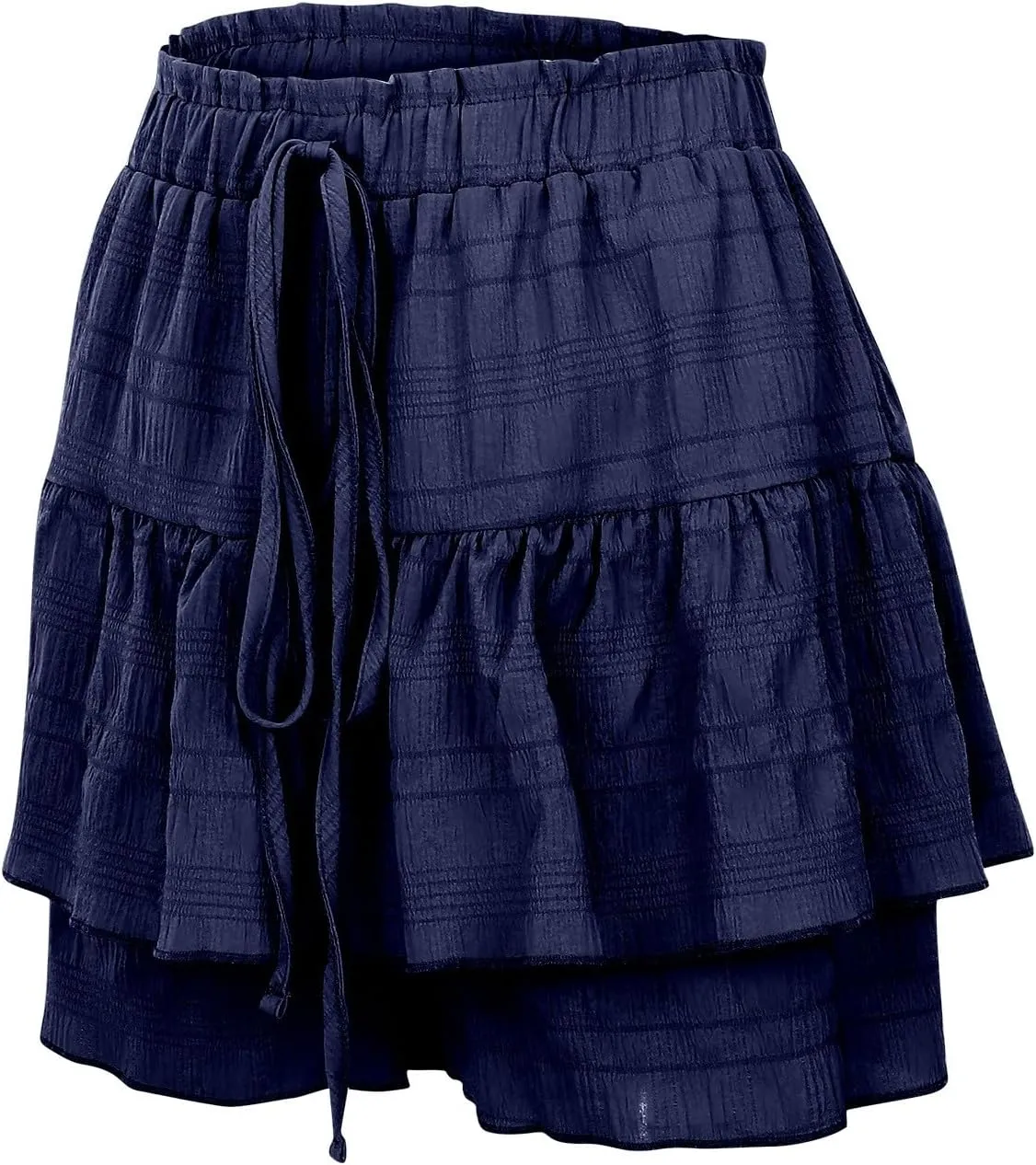 Womens Wide Leg Shorts Elastic High Waisted Pleated Ruffle Mini Skirts Adjustable Drawstring Flowy Shorts Skorts