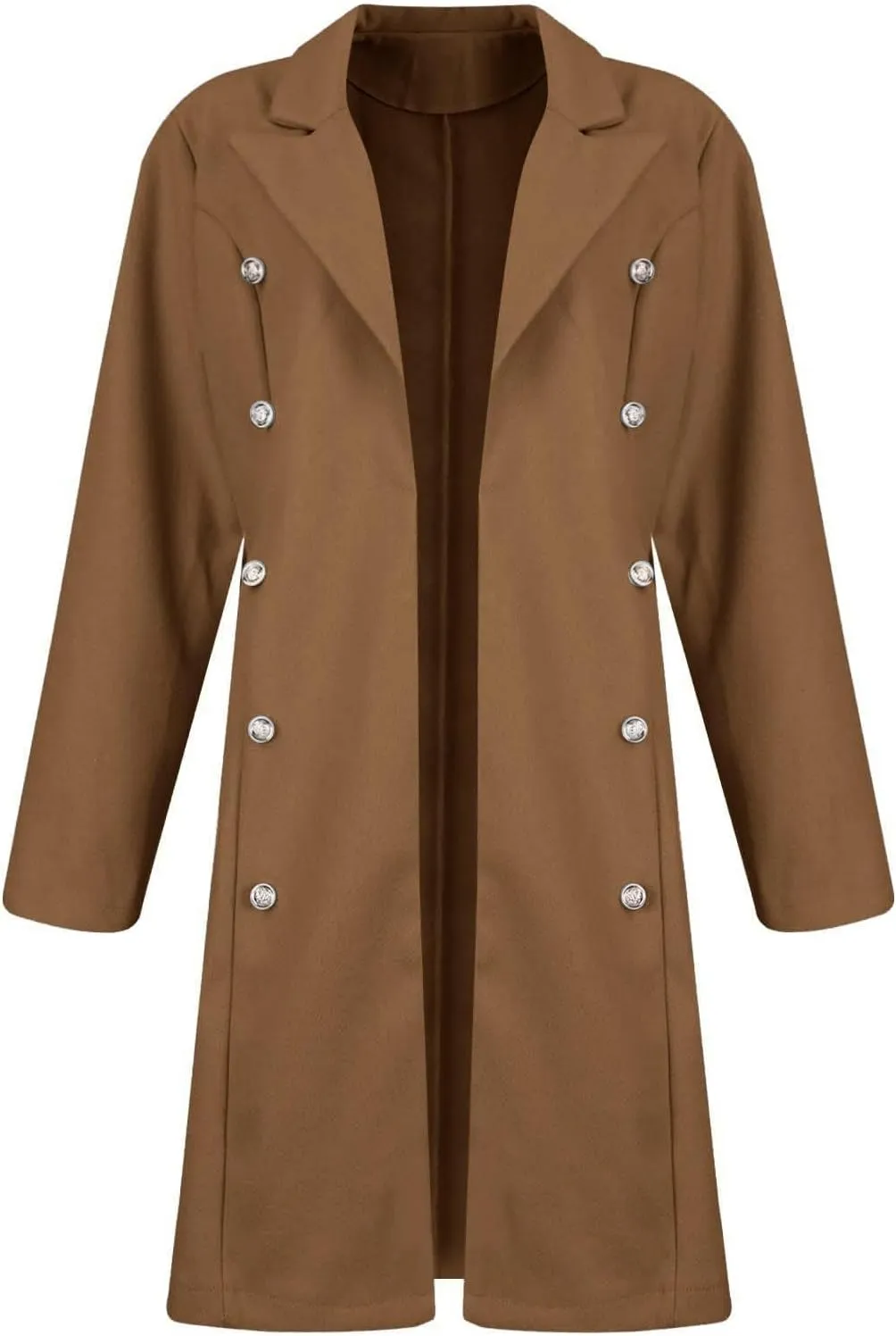 Womens Winter Jacket Coats Notched Lapel Collar Double-Breasted Wool Blend Pea Coat Fashion Comfy Warm Trench Coat