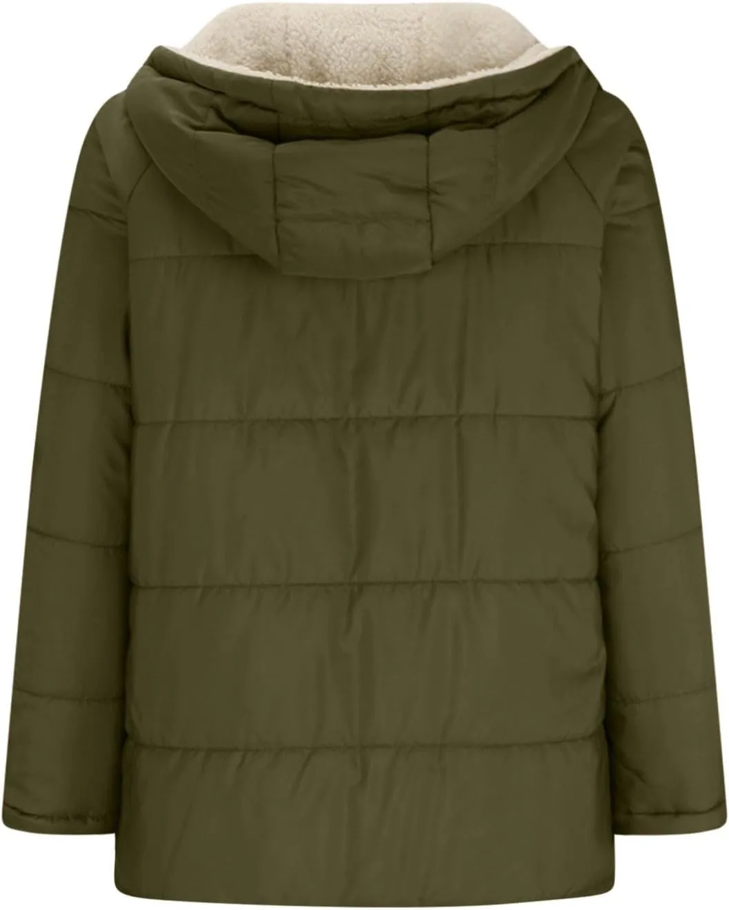 Women's Winter Thicken Coats Sherpa Fleece Lined Jacket Zip Up Insulated Casual Solid Cropped Puffer Jacket