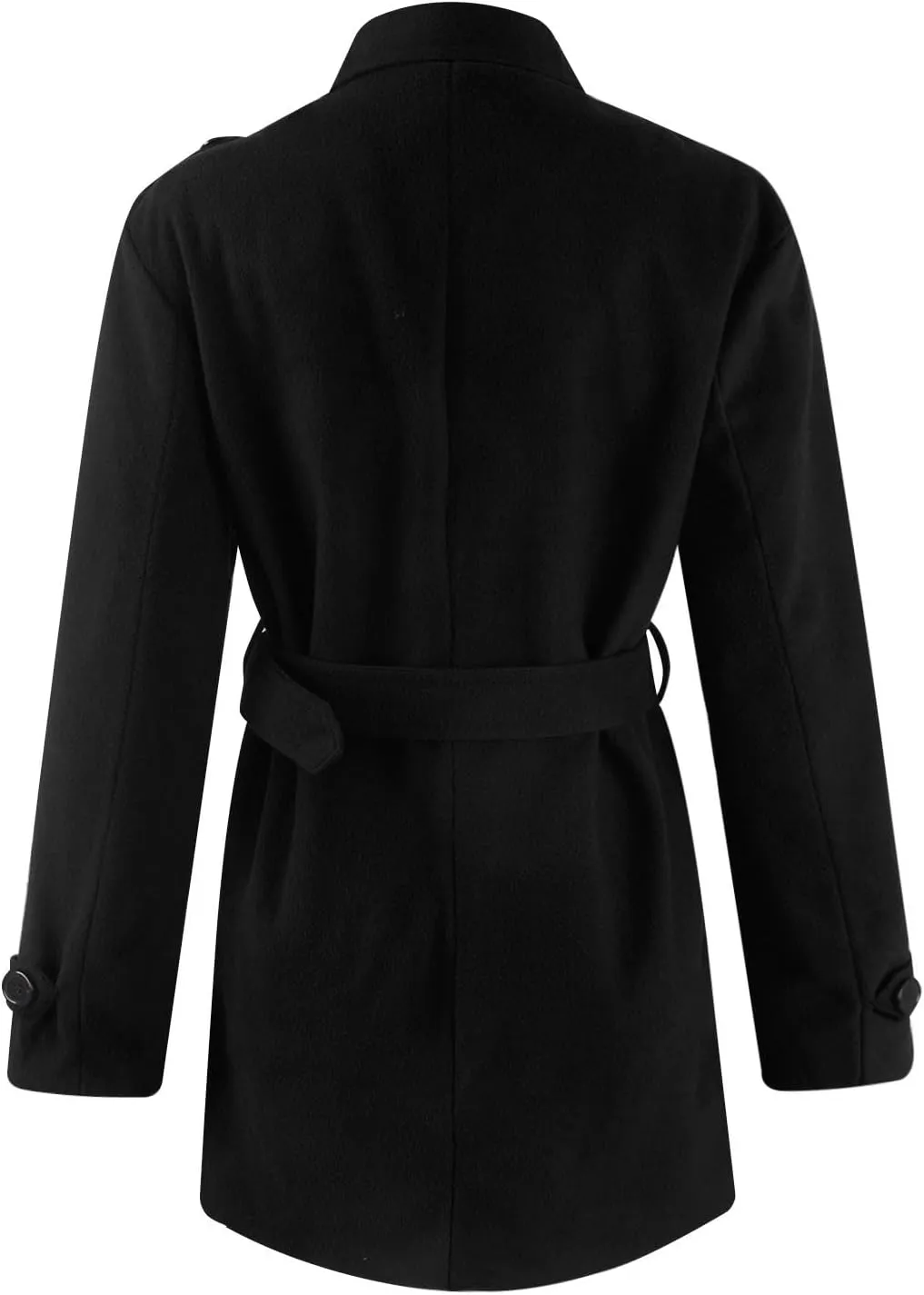 Women's Winter Warm Outerwear Overcoat Collar Mid-thigh A-line Single Breasted Overcoat Work Office Pea Coats
