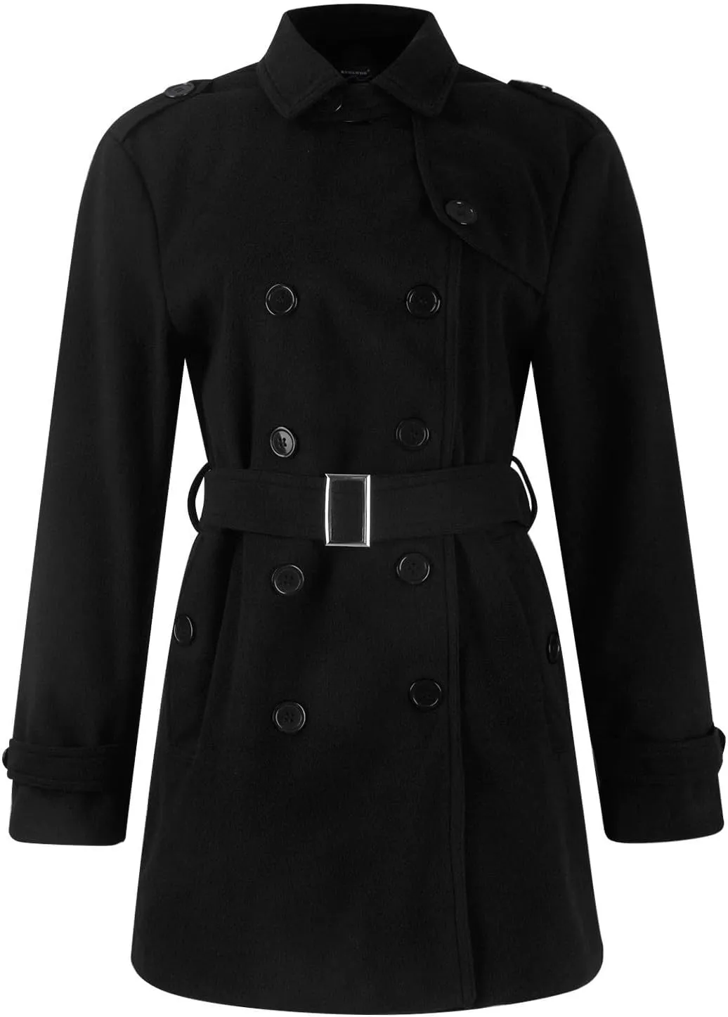Women's Winter Warm Outerwear Overcoat Collar Mid-thigh A-line Single Breasted Overcoat Work Office Pea Coats