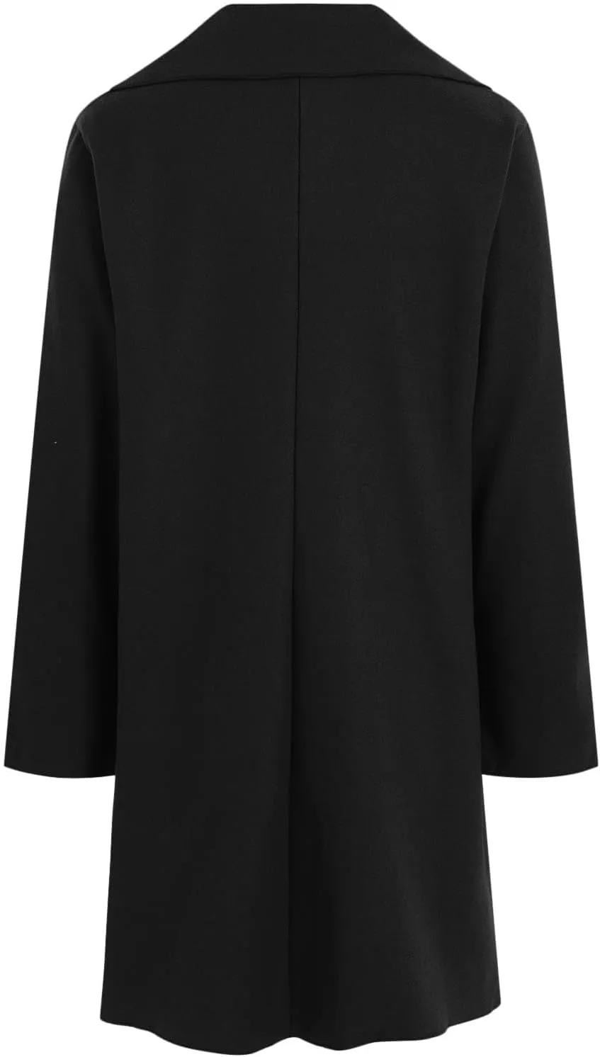 Womens Wool Blend Trench Coat Single Breasted Lapel Jacket Mid Length Solid Color Coat for Women