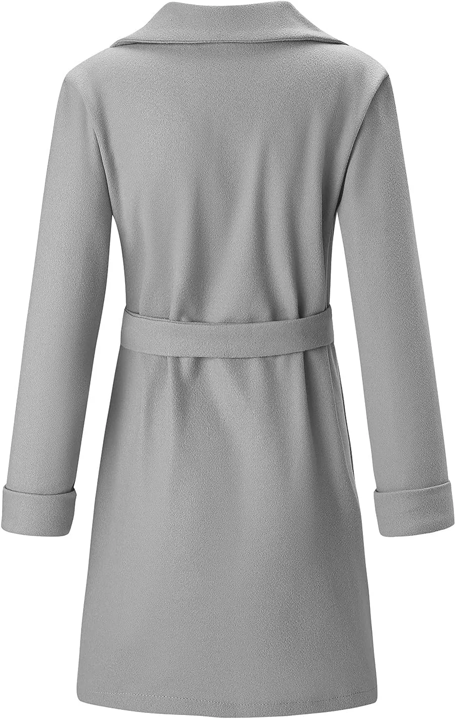 WomenS Wool Blend Winter Coats Double Breasted Notch Lapel Trench Coat Thicken Warm Overcoat Jackets with Belts
