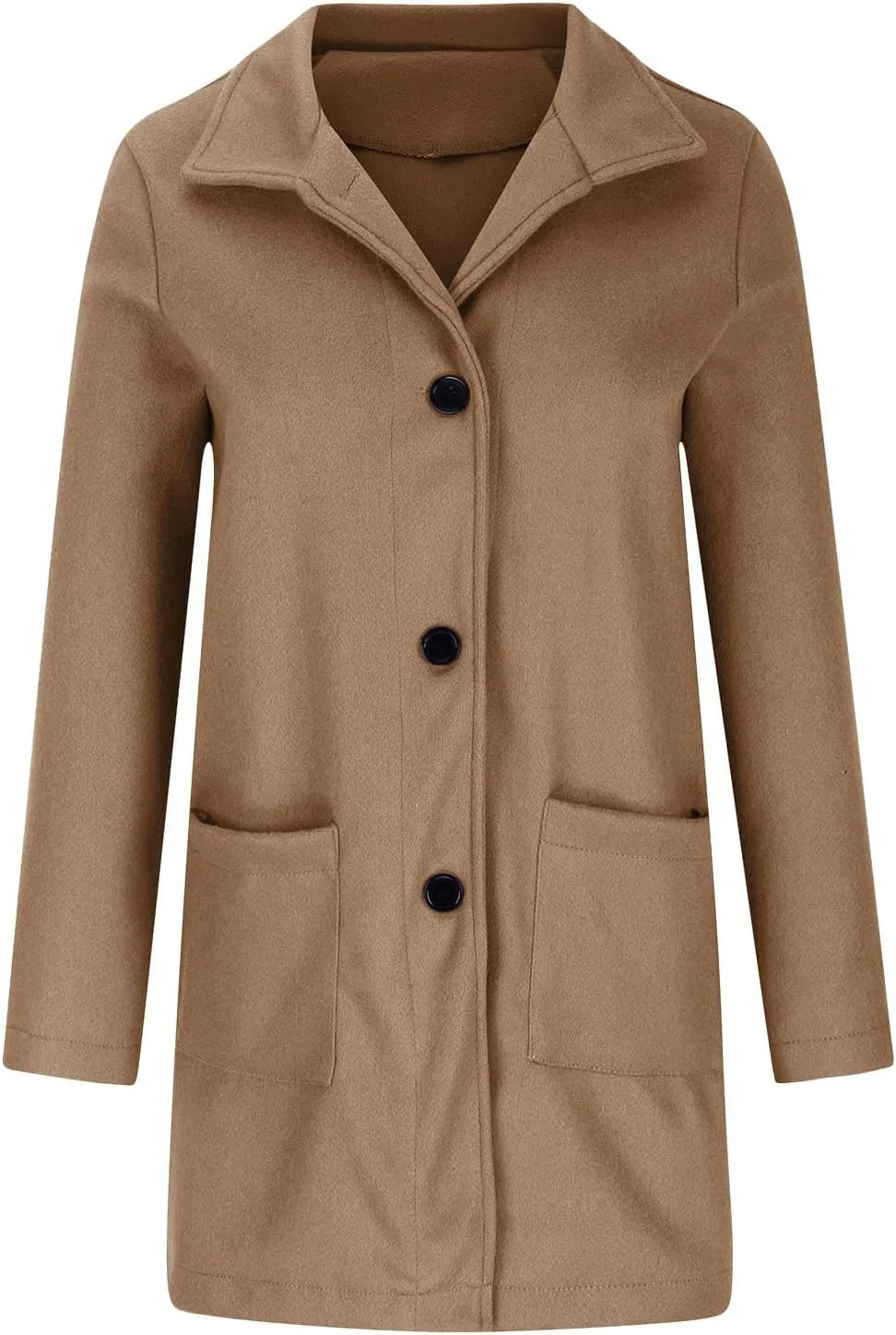 Womens Wool Blend Winter Coats Single Breasted Long Overcoats Stand Collar Slim Fit Jackets Trench Coat Outwear