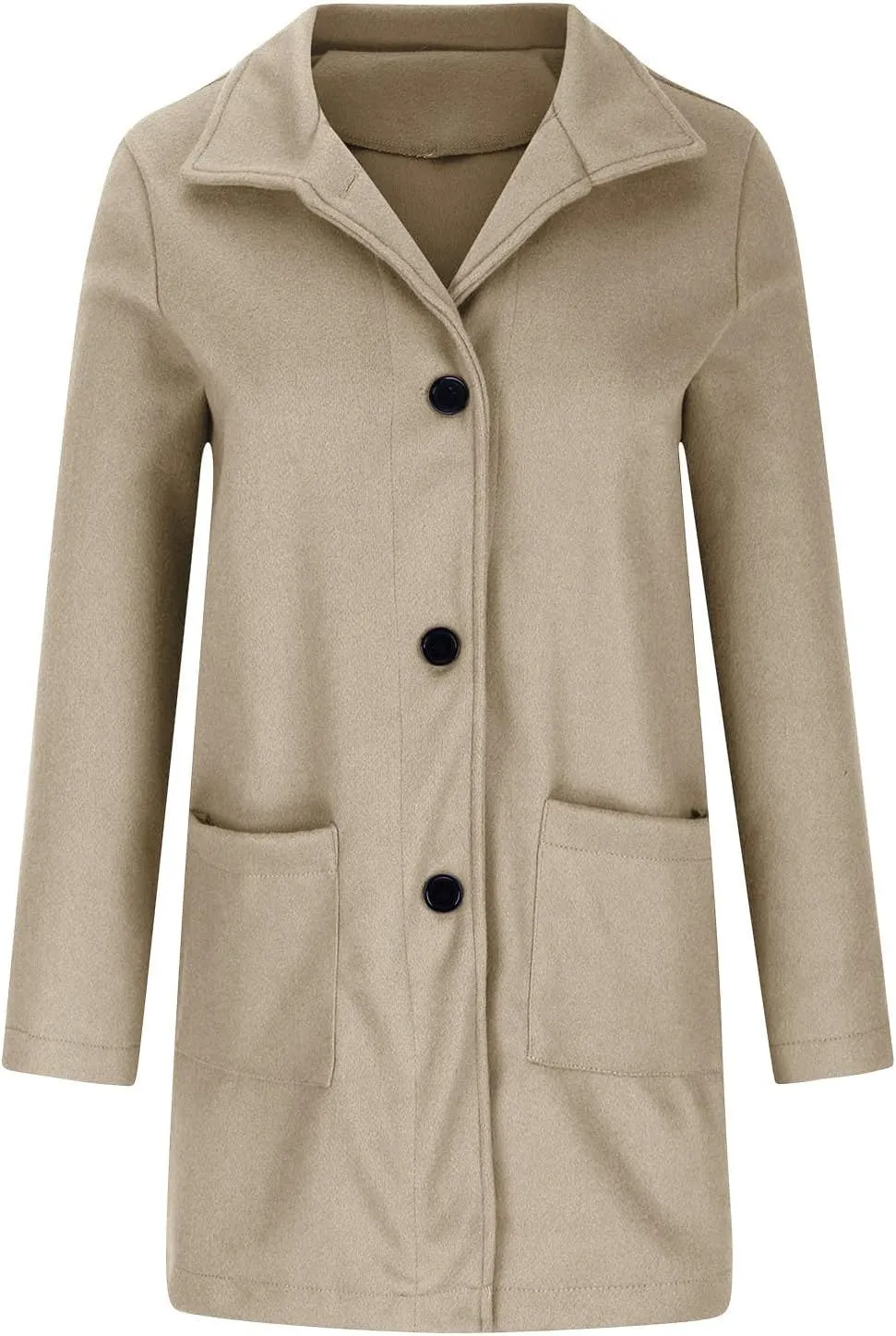 Womens Wool Blend Winter Coats Single Breasted Long Overcoats Stand Collar Slim Fit Jackets Trench Coat Outwear