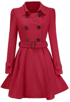 Wool Blend Women's Trench Coats Flare Peacoat Outwear 2023 Fall Loose Woolen Overcoat Cardigan Classic Solid Jacket