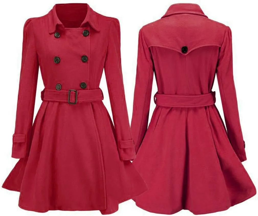 Wool Blend Women's Trench Coats Flare Peacoat Outwear 2023 Fall Loose Woolen Overcoat Cardigan Classic Solid Jacket