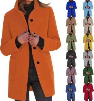 Wool Coat for Women Plus Size Thicken Pea Coats Stand Collar Single Breasted Trench Coat 2024 Fashion Winter Jackets