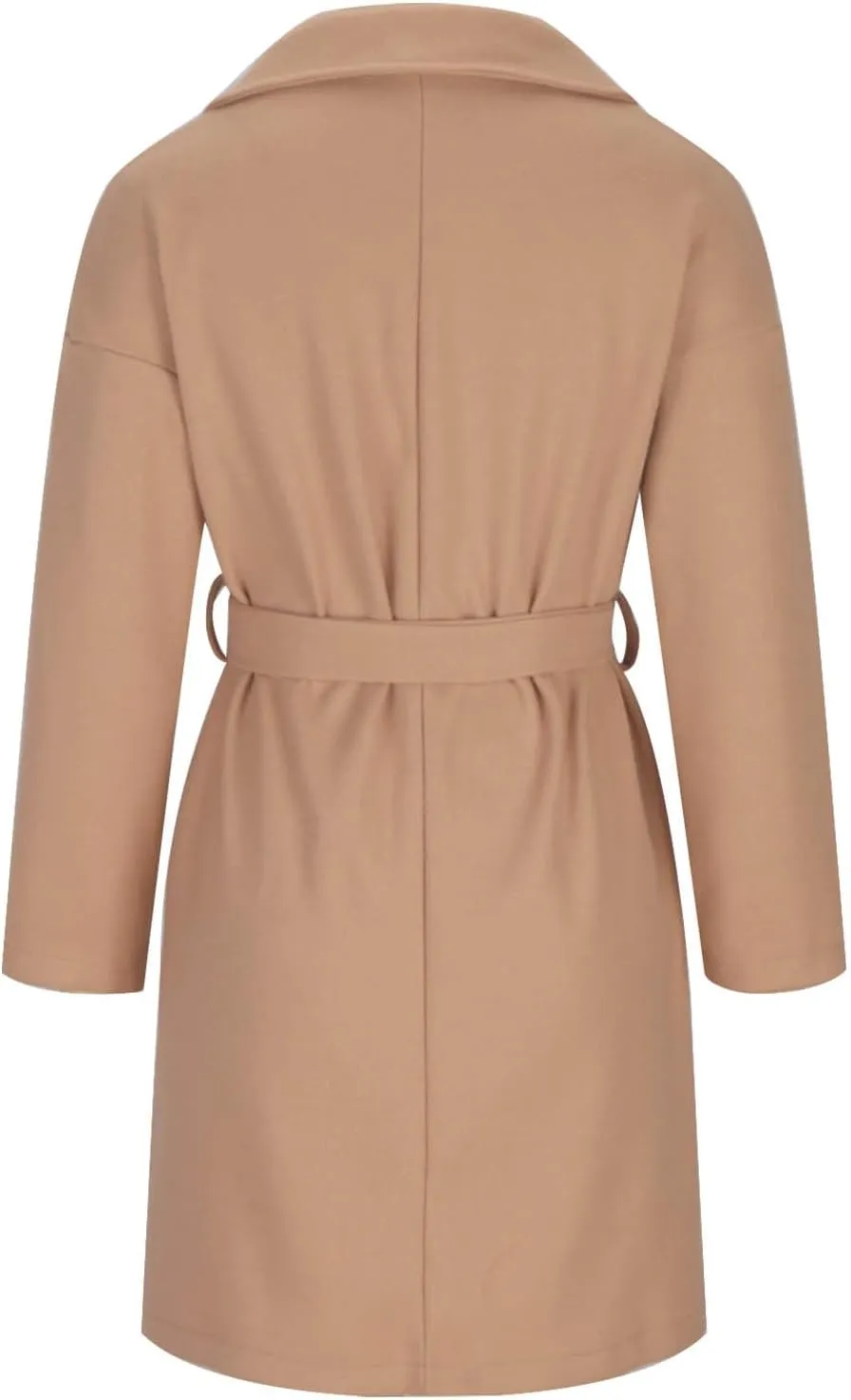 Wool Coats for Women Casual Open Front Winter Trench Coat Oversized Notch Lapel Thicken Bussiness Jacket With Belts