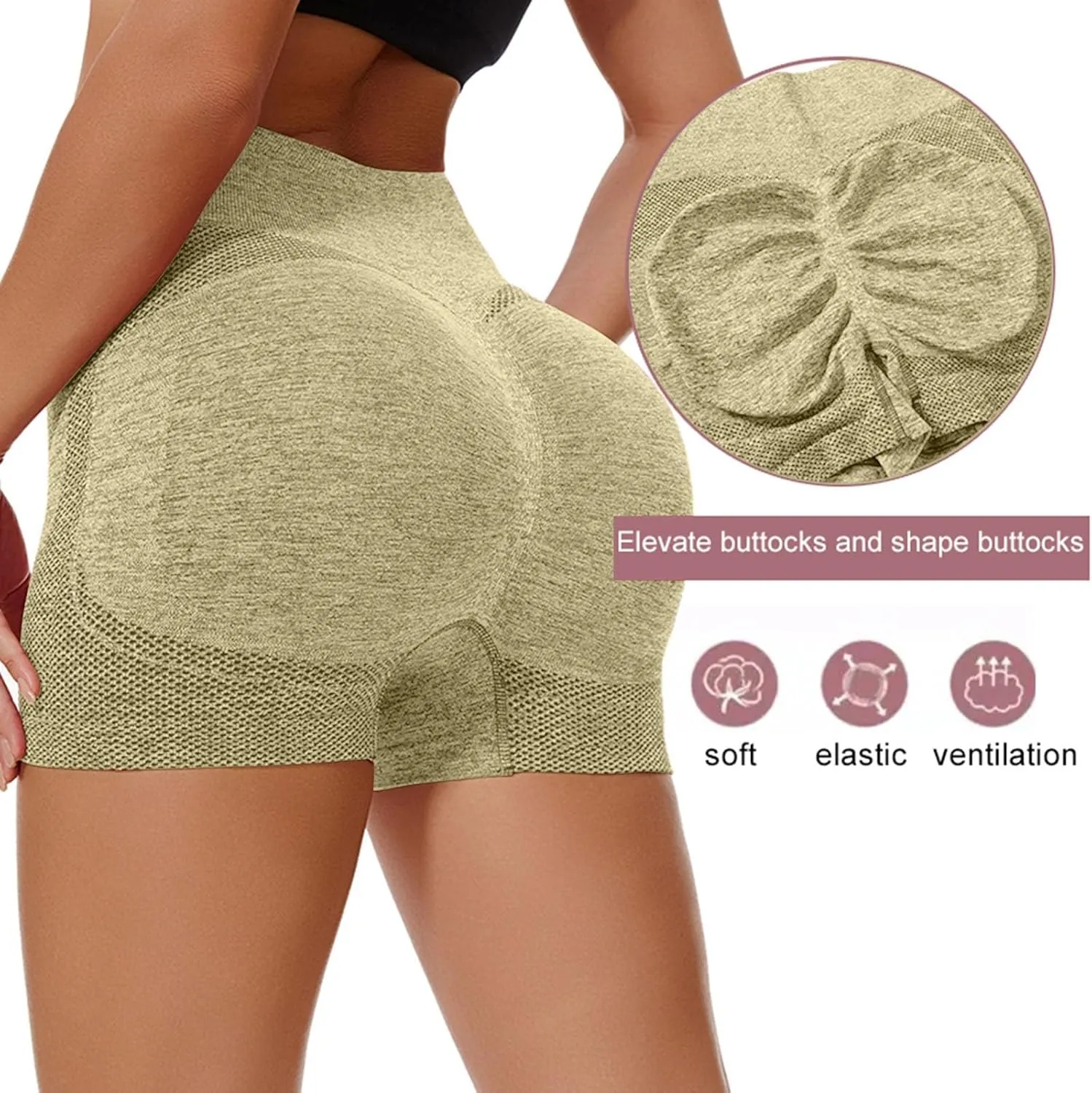 Workout Shorts for Women High Waist Seamless Scrunch Shorts Butt Lifting Booty Biker Shorts Exercise Fitness Shorts