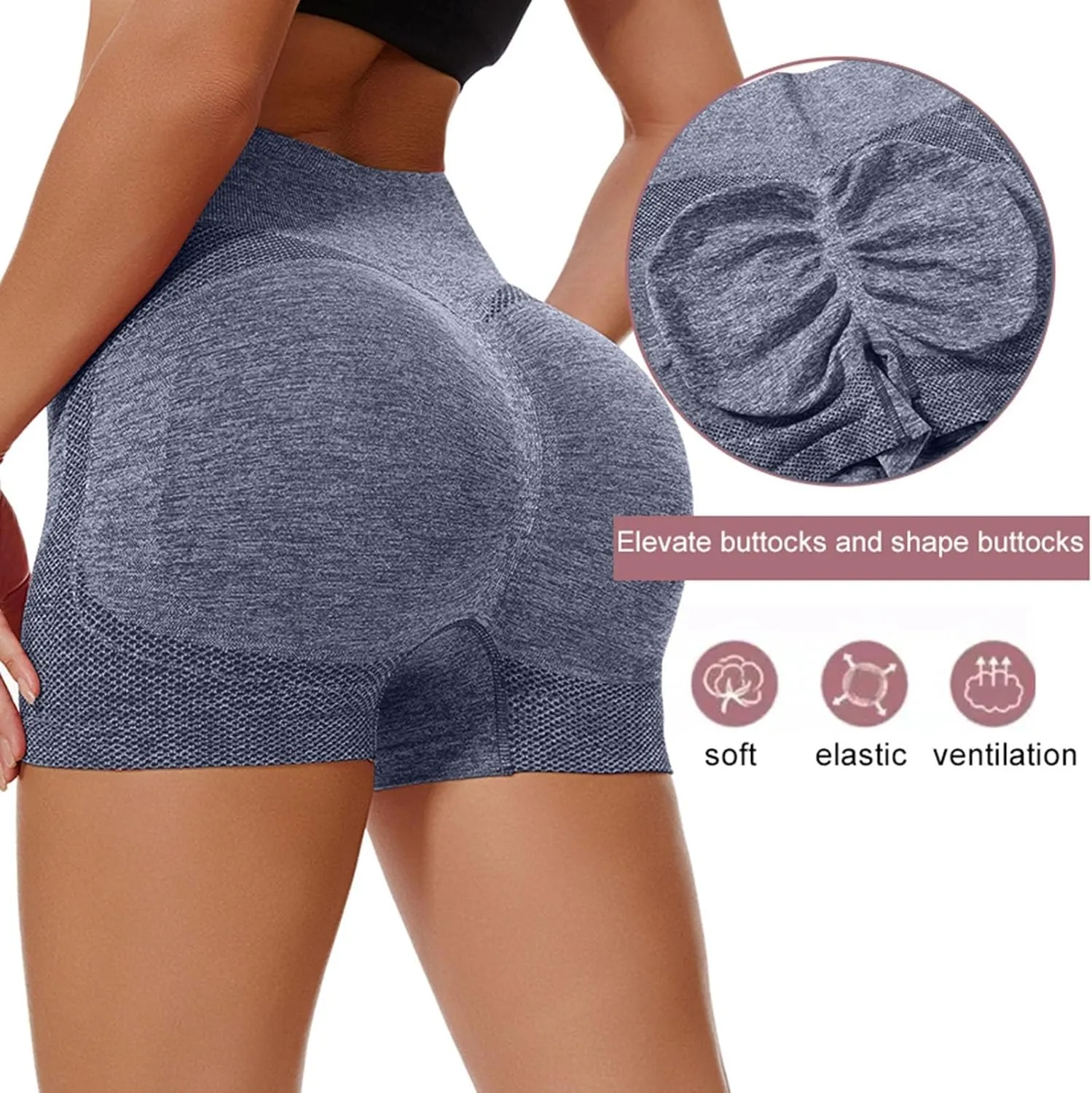 Workout Shorts for Women High Waist Seamless Scrunch Shorts Butt Lifting Booty Biker Shorts Exercise Fitness Shorts