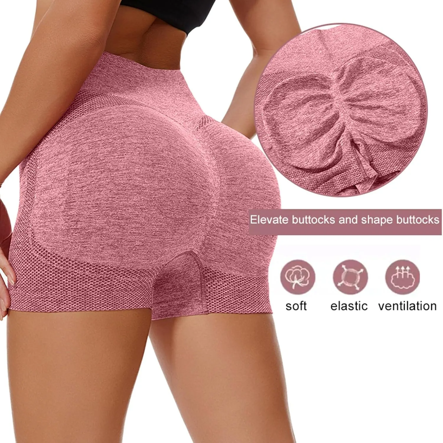 Workout Shorts for Women High Waist Seamless Scrunch Shorts Butt Lifting Booty Biker Shorts Exercise Fitness Shorts