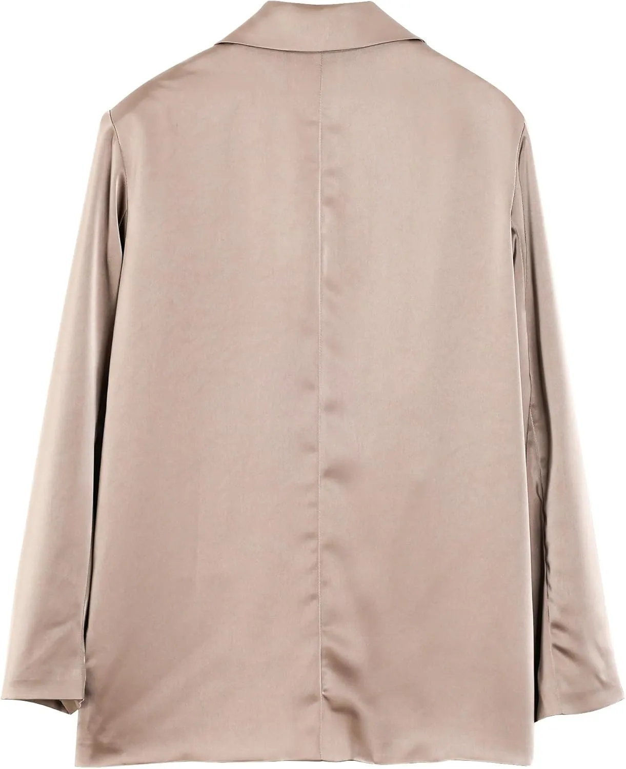 Xintianji Women Satin Causal Blazers - Long Sleeve Loose Fit Suit Button Front Work Blazer Jackets