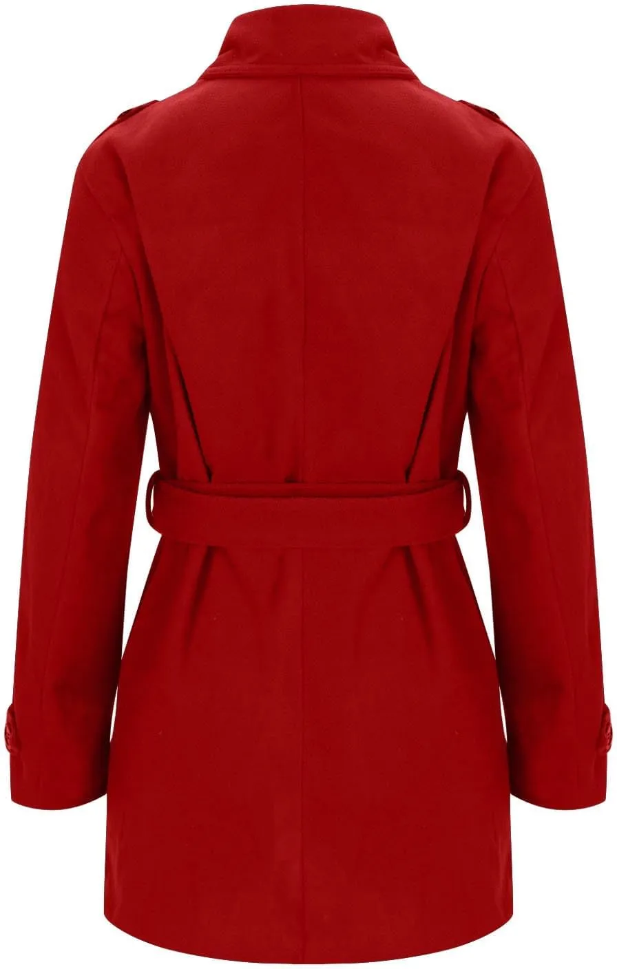 yardsong Womens Double Breasted Trench Coats Belted Slim Fit Pea Coats Winter Fashion Wool Blend Lapel Jackets with Pockets