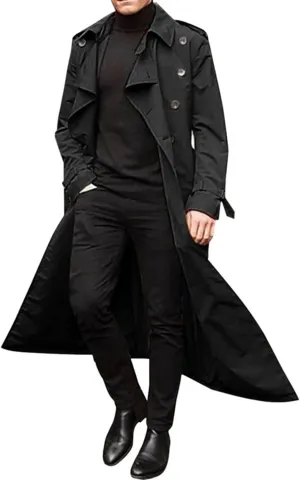 Ymosrh Mens Coats and Jackets Long-Slevee Luxury Full Length Trench Coat Long Wool Overcoat Winter Jackets for Men