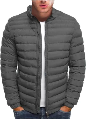 Ymosrh Men's Down Jackets Puffer Alternative Jacket Lightweight Warm Winter Coats Windproof Insulated Jacket, S-3XL