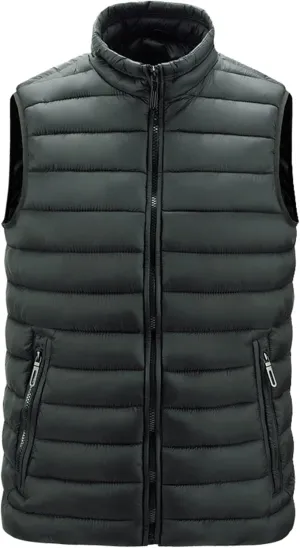 Ymosrh Men's Lightweight Puffer Jacket Packable Down Alternative Vest Jacket Hooded Windproof Winter Coat Jackets, M-6XL