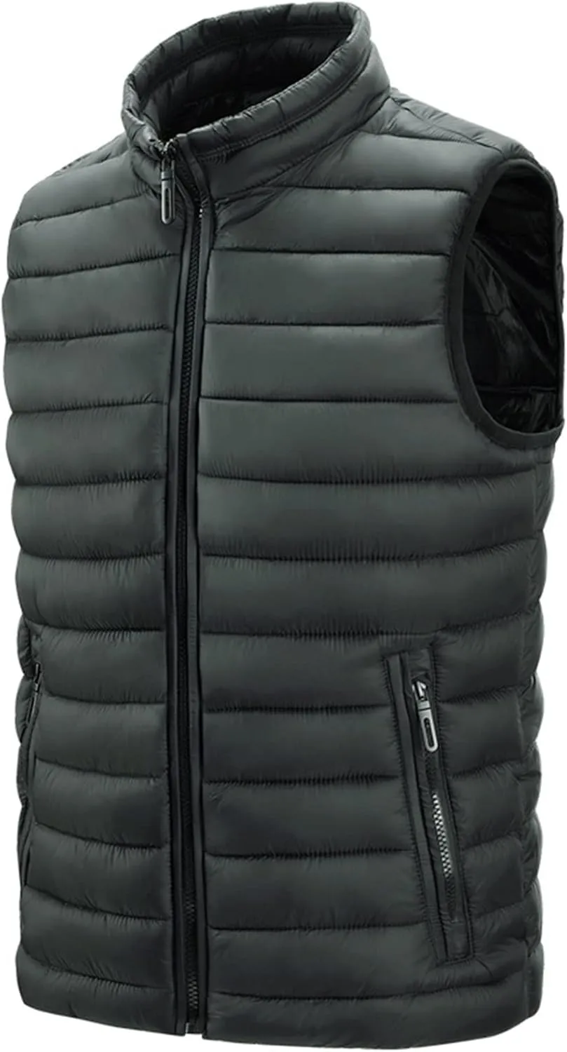 Ymosrh Men's Lightweight Puffer Jacket Packable Down Alternative Vest Jacket Hooded Windproof Winter Coat Jackets, M-6XL